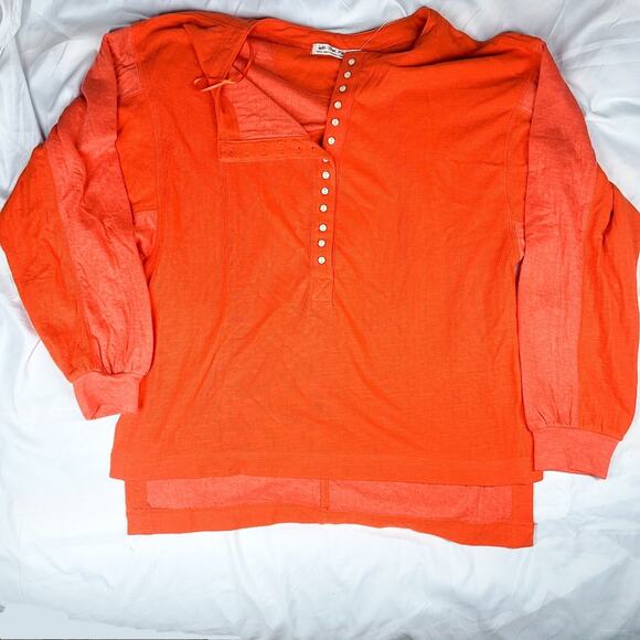 We the Free New orange Back at It oversized slouchy thermal henley size XS - Picture 12 of 15